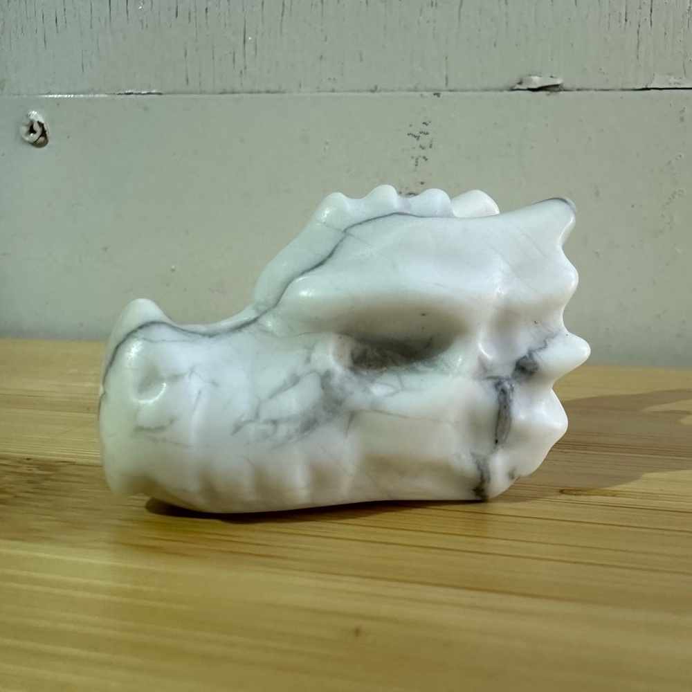 Howlite Dragon Skull Crystal Carving